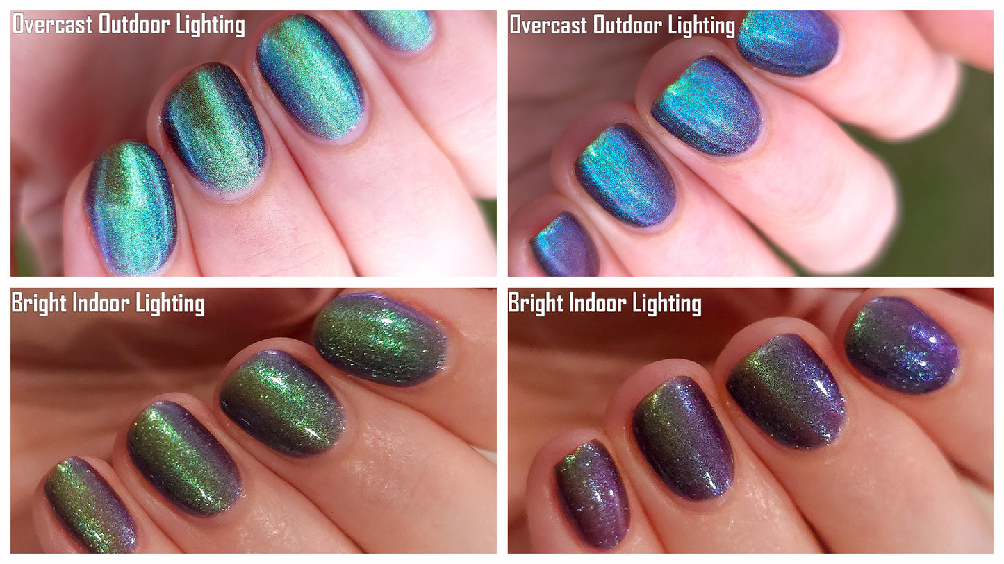 Mushroom Whimsy - Shimmer Nail Polish - Unique Nails - Lighting Comparisons