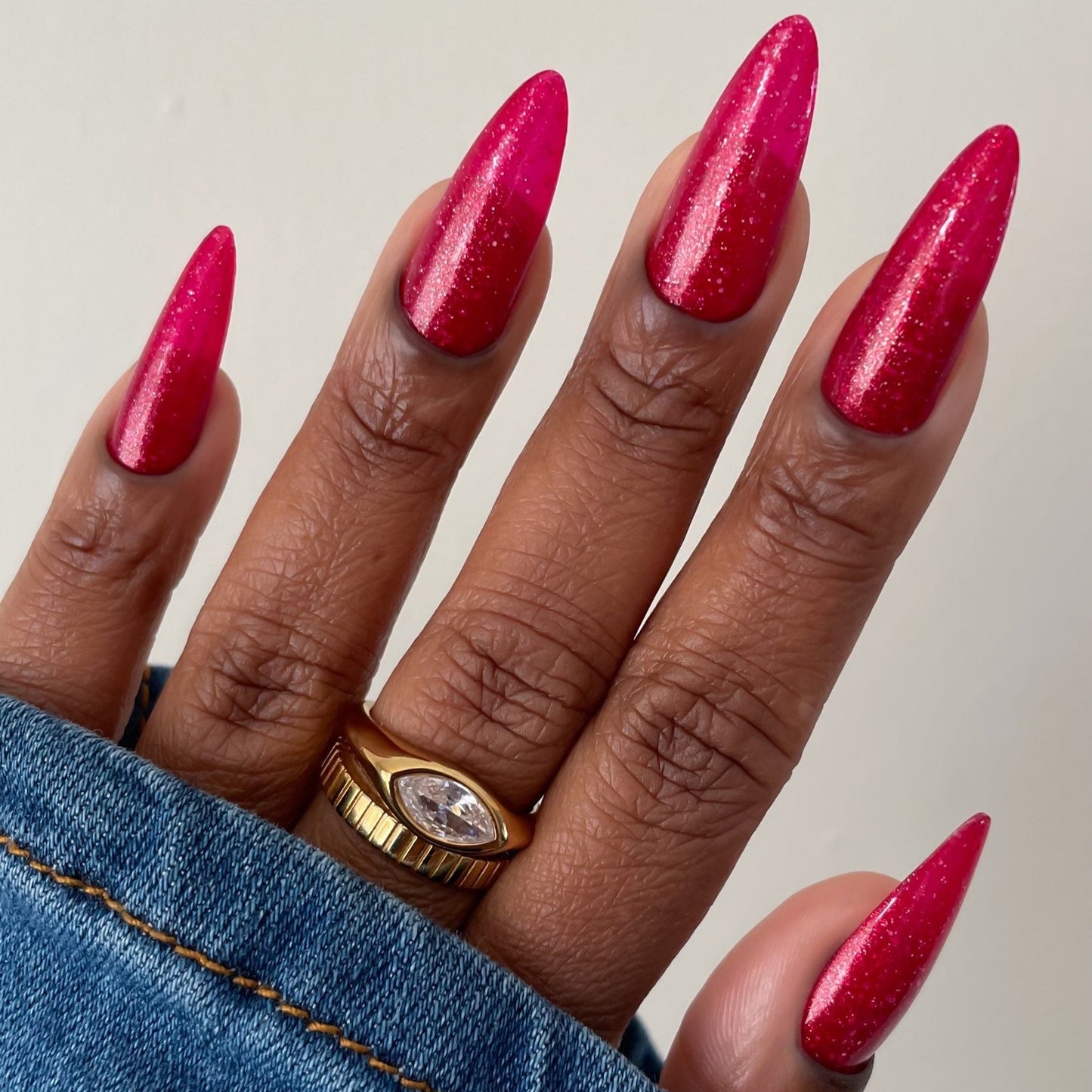Lady Bird Nail Polish, Jelly Nails, Red Nail Polish, Full Hand Indirect Light Image