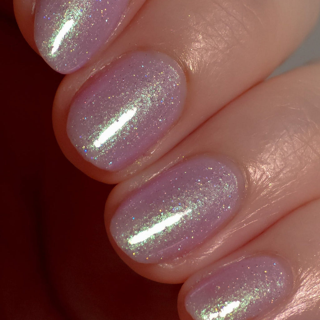 Wingin' It Nail Polish, Pink Nail Polish, Holographic Nail Polish, Shimmer Nail Polish, Green Shimmer Image