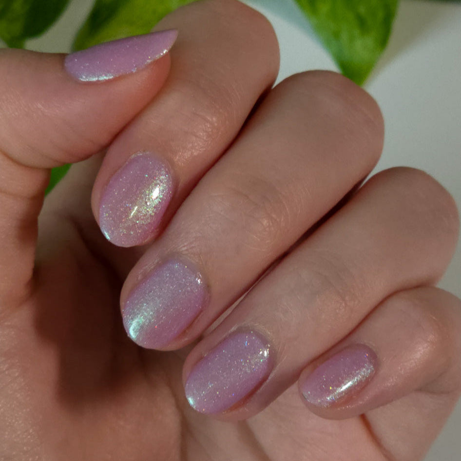 Wingin' It Nail Polish, Pink Nail Polish, Holographic Nail Polish, Shimmer Nail Polish, Natural Light Image