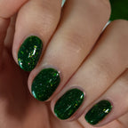 Green Flakie Nail Polish - Indie Nail Polish - Field of Wonder - Side Angle Natural Light Image