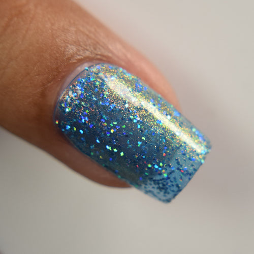 Blue Glitter Nail Polish - Unique Nails - Pondering -   Macro Image