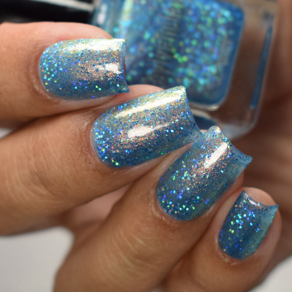 Blue Glitter Nail Polish - Unique Nails - Pondering - Up Angle Image