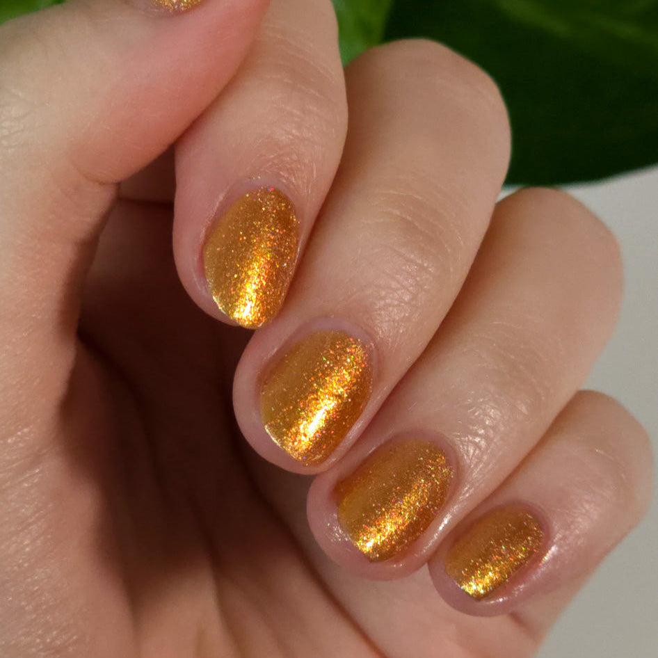 Gold Metallic Nail Polish - Unique Nails - Golden Hour - Red Shimmer Image