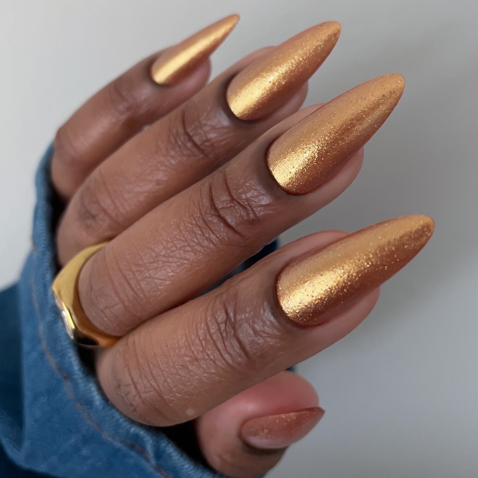 Gold Metallic Nail Polish - Unique Nails - Golden Hour - Angled Image