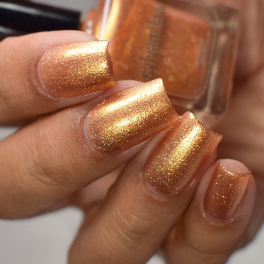 Gold Metallic Nail Polish - Unique Nails - Golden Hour - Side Angle Image