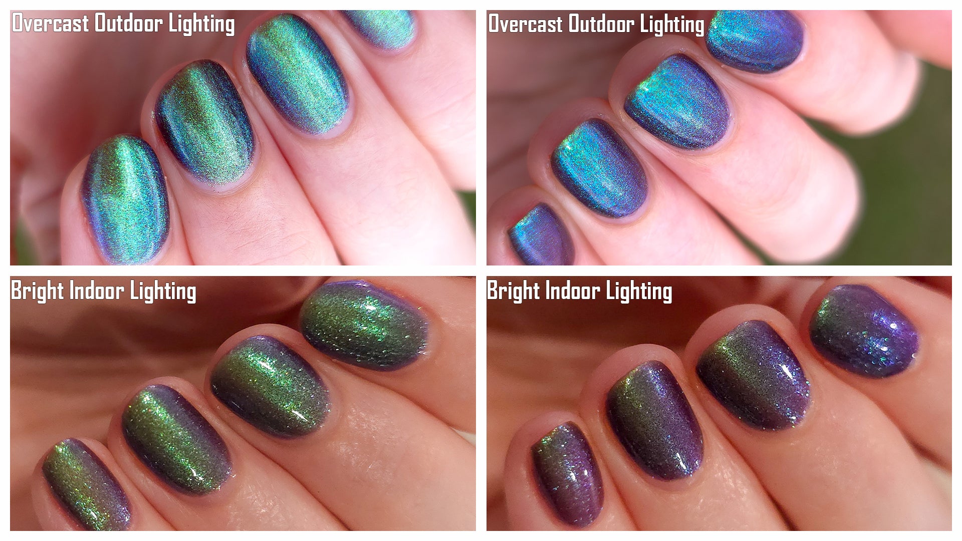 Mushroom Whimsy - Shimmer Nail Polish - Unique Nails - Lighting Comparisons
