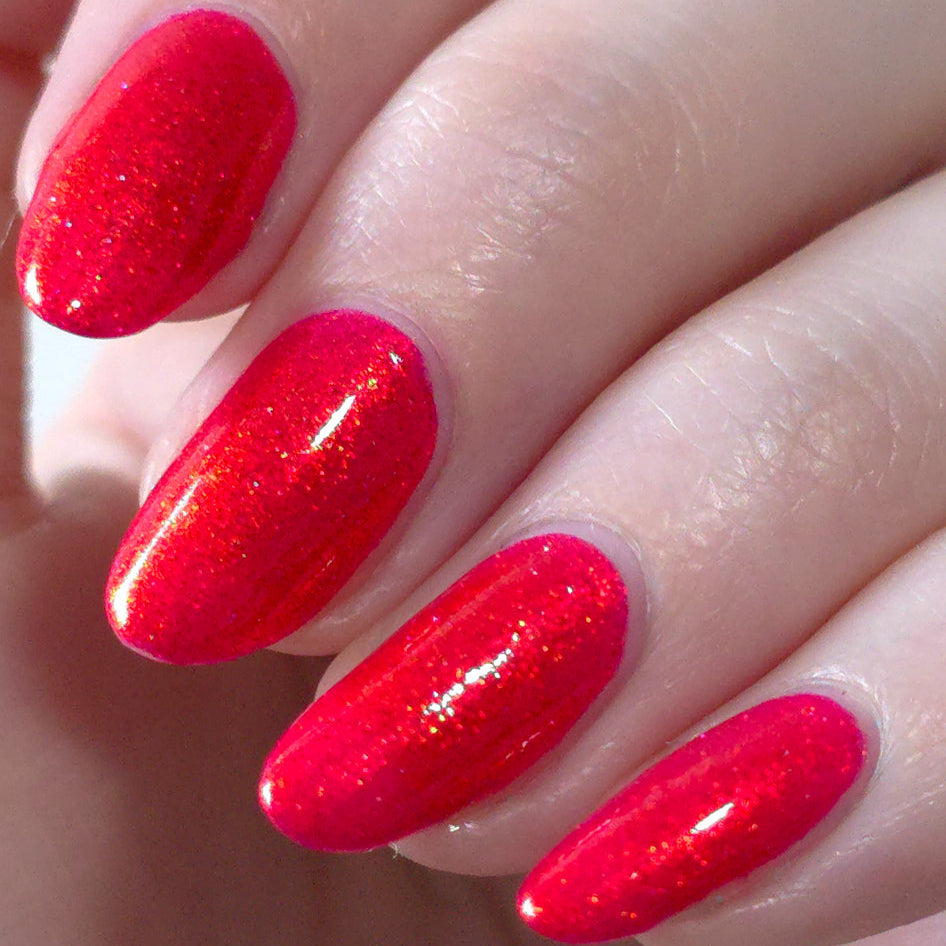 Bright Red Nail Polish, Shimmer Nails, Flame Wall, Indoor Outdoor Lighting, sylvanclaw