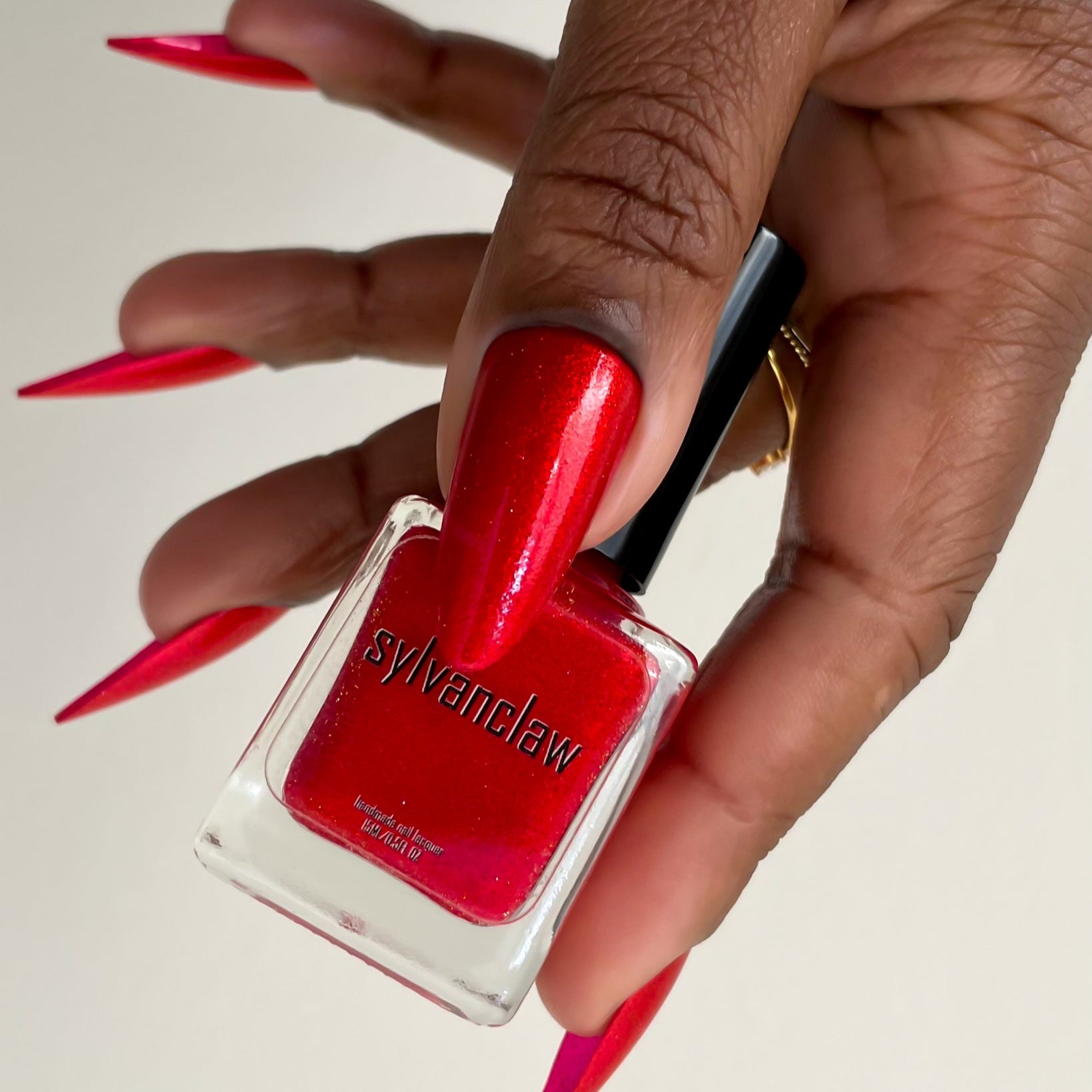 Bright Red Nail Polish, Shimmer Nails, Flame Wall, Bottle Picture, deeplydipped