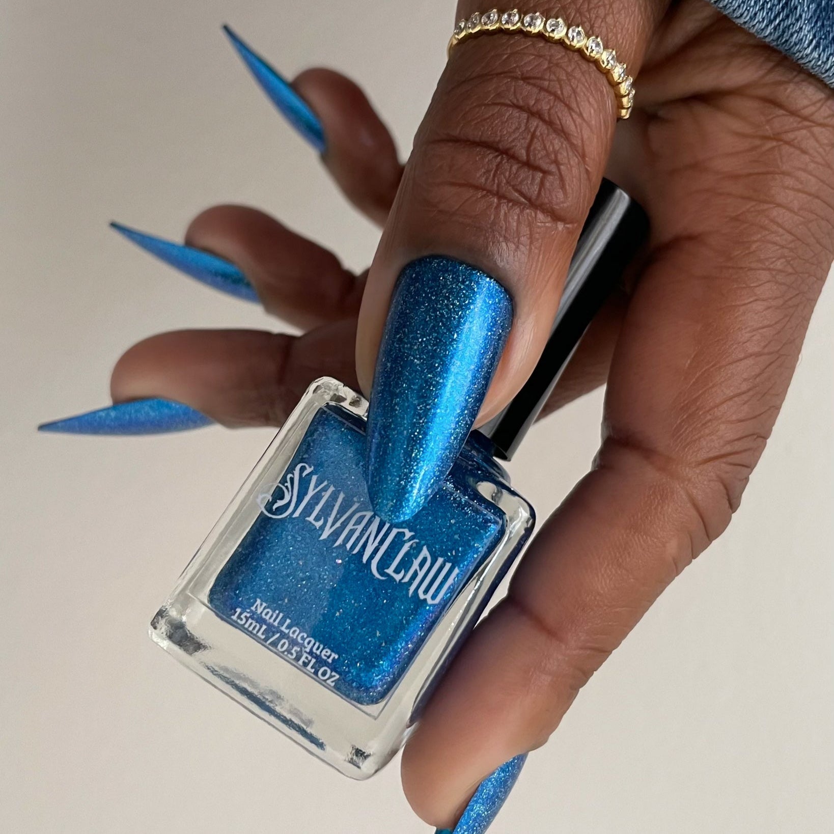 Electric Blue Nail Polish, Shimmer Nails, sylvanclaw, Bottle Shot, deeplydipped