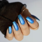 Electric Blue Nail Polish, Shimmer Nails, sylvanclaw, Indirect Light, polishedbookworm