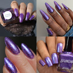 purple holographic nail polish, shimmer nails, sylvanclaw, swatcher collage