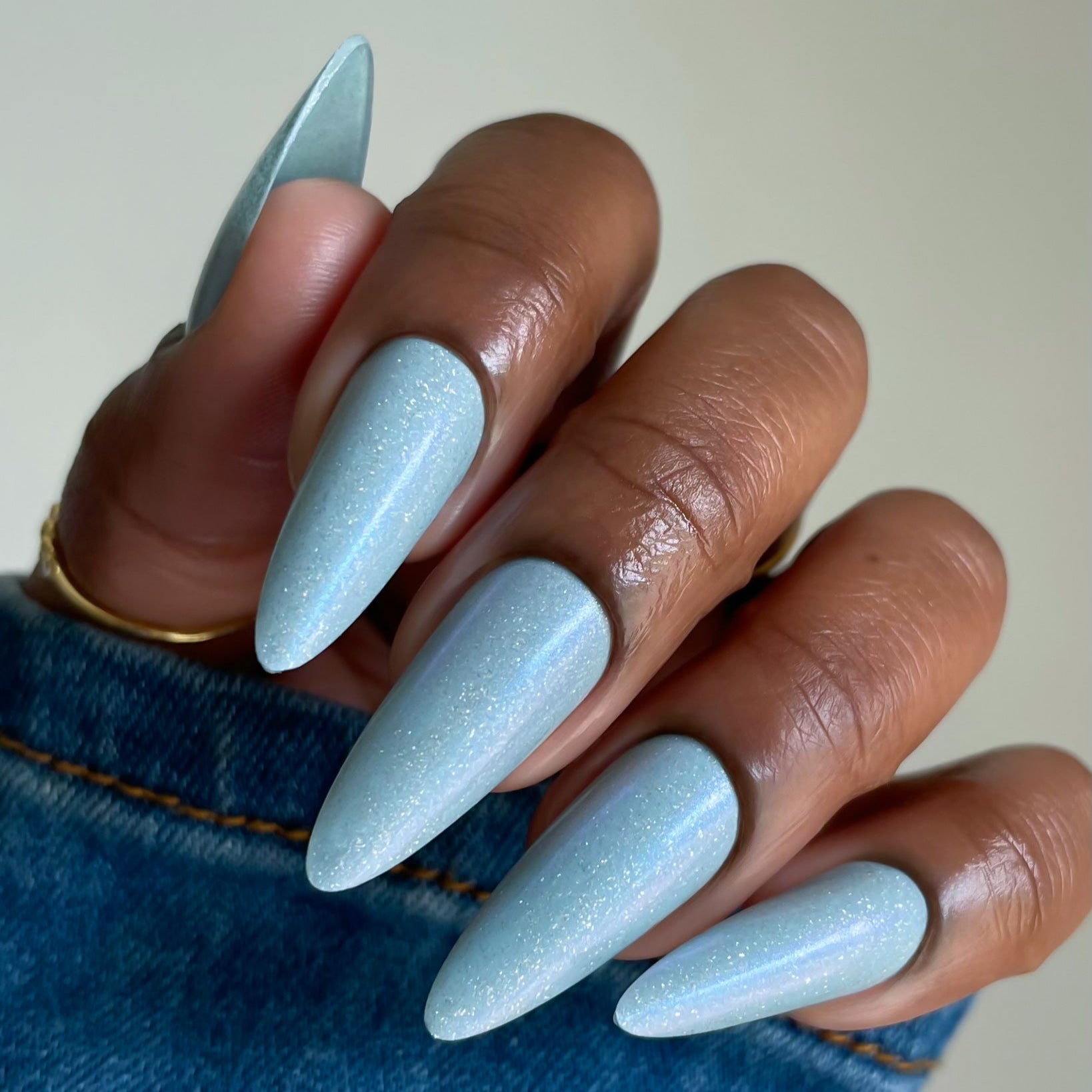 cinderella blue nail polish, shimmer nails, sylvanclaw, indirect light, deeplydipped