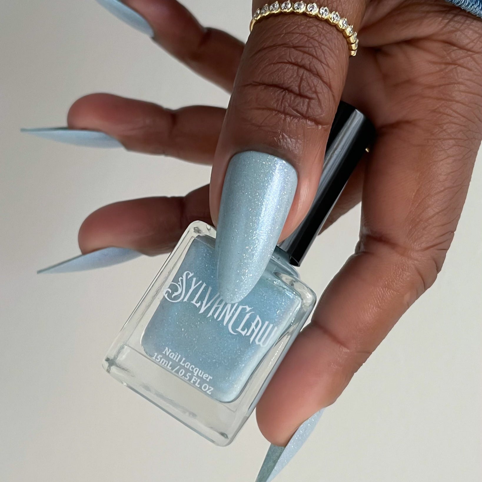 cinderella blue nail polish, shimmer nails, sylvanclaw, bottle image, deeplydipped