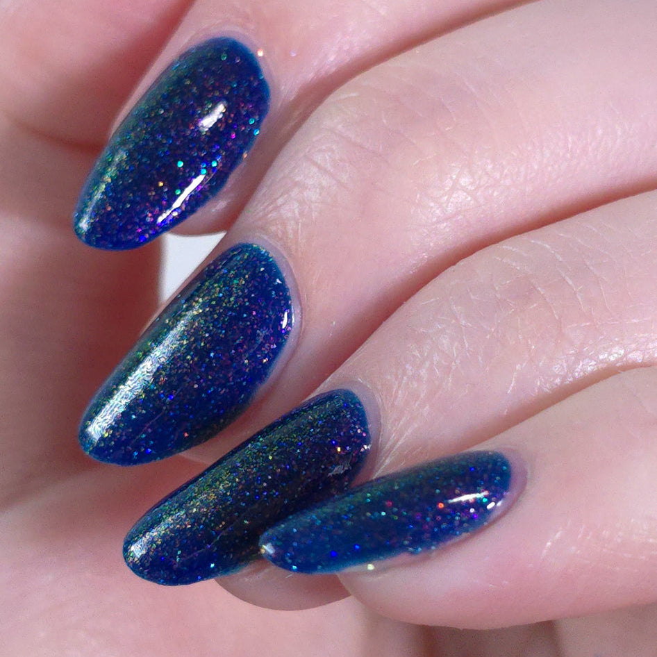 Jelly Nails, Blue Nail Polish, Satin Starlight, Side Angle Studio, sylvanclaw