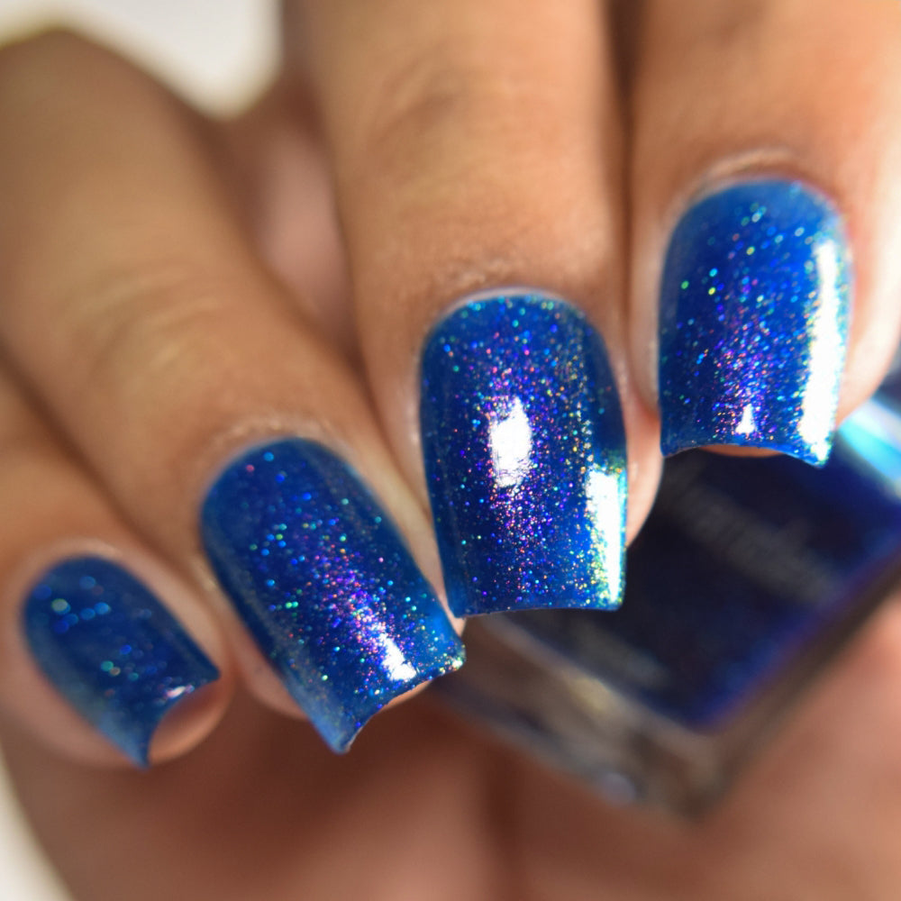 Jelly Nails, Blue Nail Polish, Satin Starlight, Side Angle Lighting, thepolishedmage