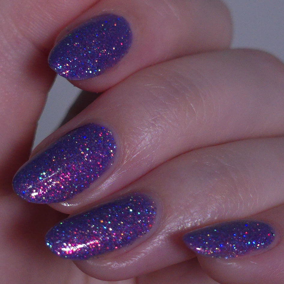 Lavender Nail Polish, Holographic Nail Polish, Crystal Gaze, Studio Side Angle, sylvanclaw