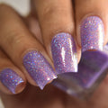Lavender Nail Polish, Holographic Nail Polish, Crystal Gaze, Side Lighting Angle, thepolishedmage