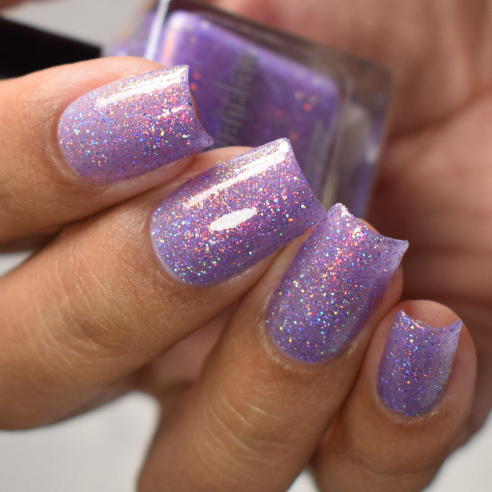 Lavender Nail Polish, Holographic Nail Polish, Crystal Gaze, Top Lighting Angle, thepolishedmage