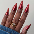 Mahogany Fringe Nail Polish, Shimmer Nail Polish, Full Hand Image