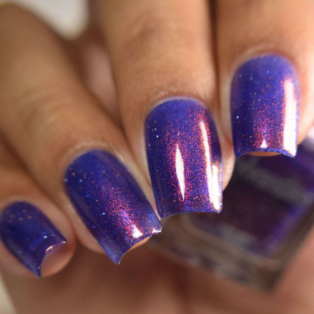 Shimmer Nails, Purple Nail Polish, Candlelit Scrawl, Side Angle Lighting, thepolishedmage