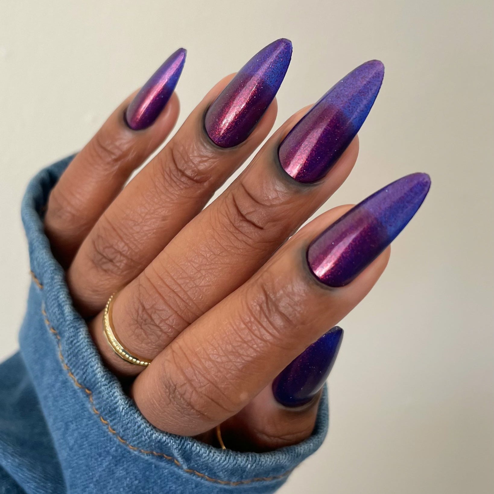 Shimmer Nails, Purple Nail Polish, Candlelit Scrawl, Full Hand Swatch, deeplydipped