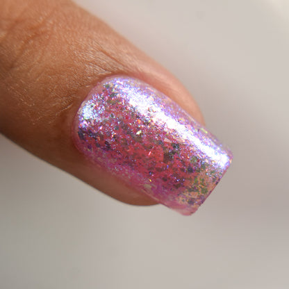 Sheer Pink Flakie Nail Polish, Shimmer Nails, Oh My Unicorn, Macro Swatch, thepolishedmage