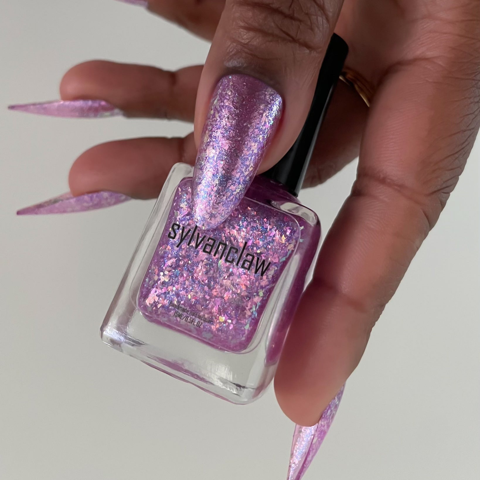 Sheer Pink Flakie Nail Polish, Shimmer Nails, Oh My Unicorn, Bottle Picture, deeplydipped