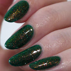 Green Glitter Nail Polish, Shimmer Nails, Magic Eater, Indirect Light, sylvanclaw