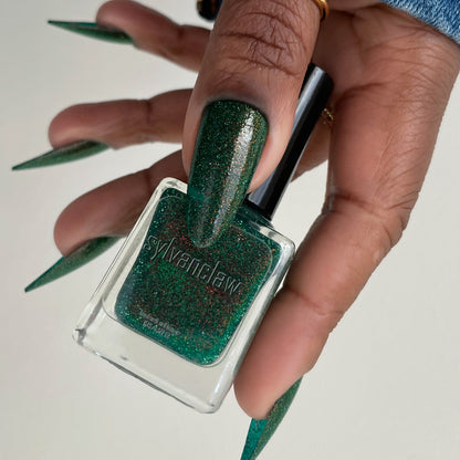 Green Glitter Nail Polish, Shimmer Nails, Magic Eater, Bottle Picture, deeplydipped