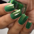 Green Glitter Nail Polish, Shimmer Nails, Magic Eater, Top Angle Lighting, thepolishedmage