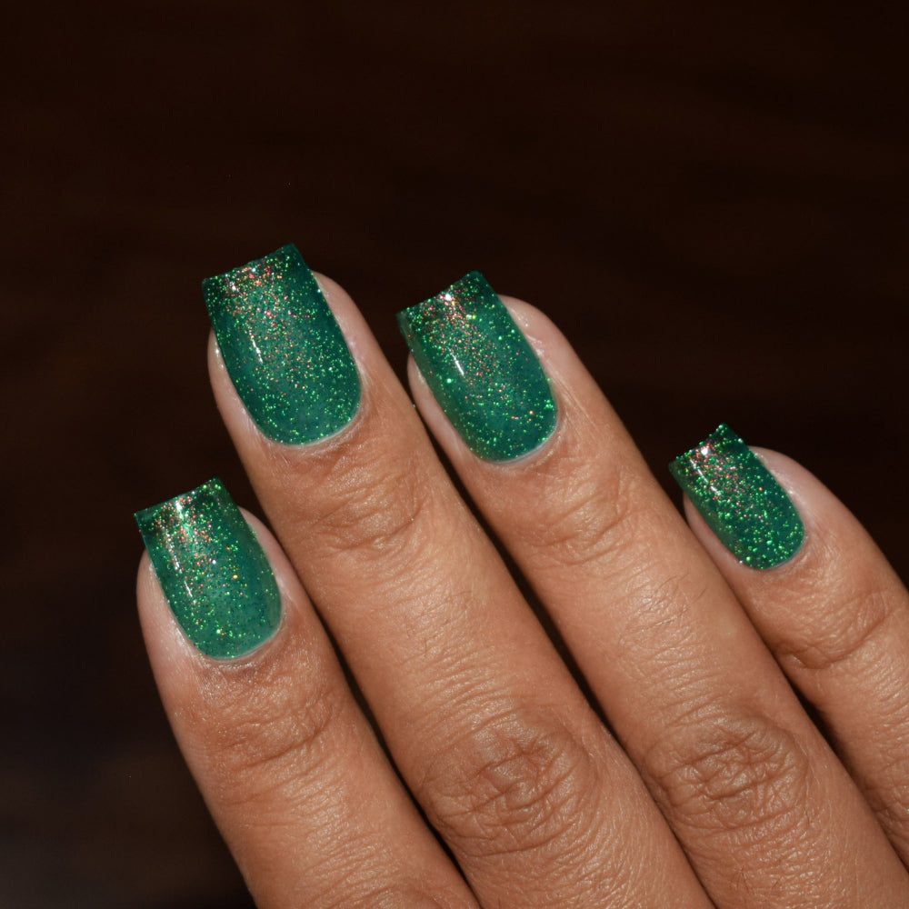 Green Glitter Nail Polish, Shimmer Nails, Magic Eater, Flash Photo, thepolishedmage