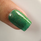 Green Glitter Nail Polish, Shimmer Nails, Magic Eater, Macro Swatch, thepolishedmage