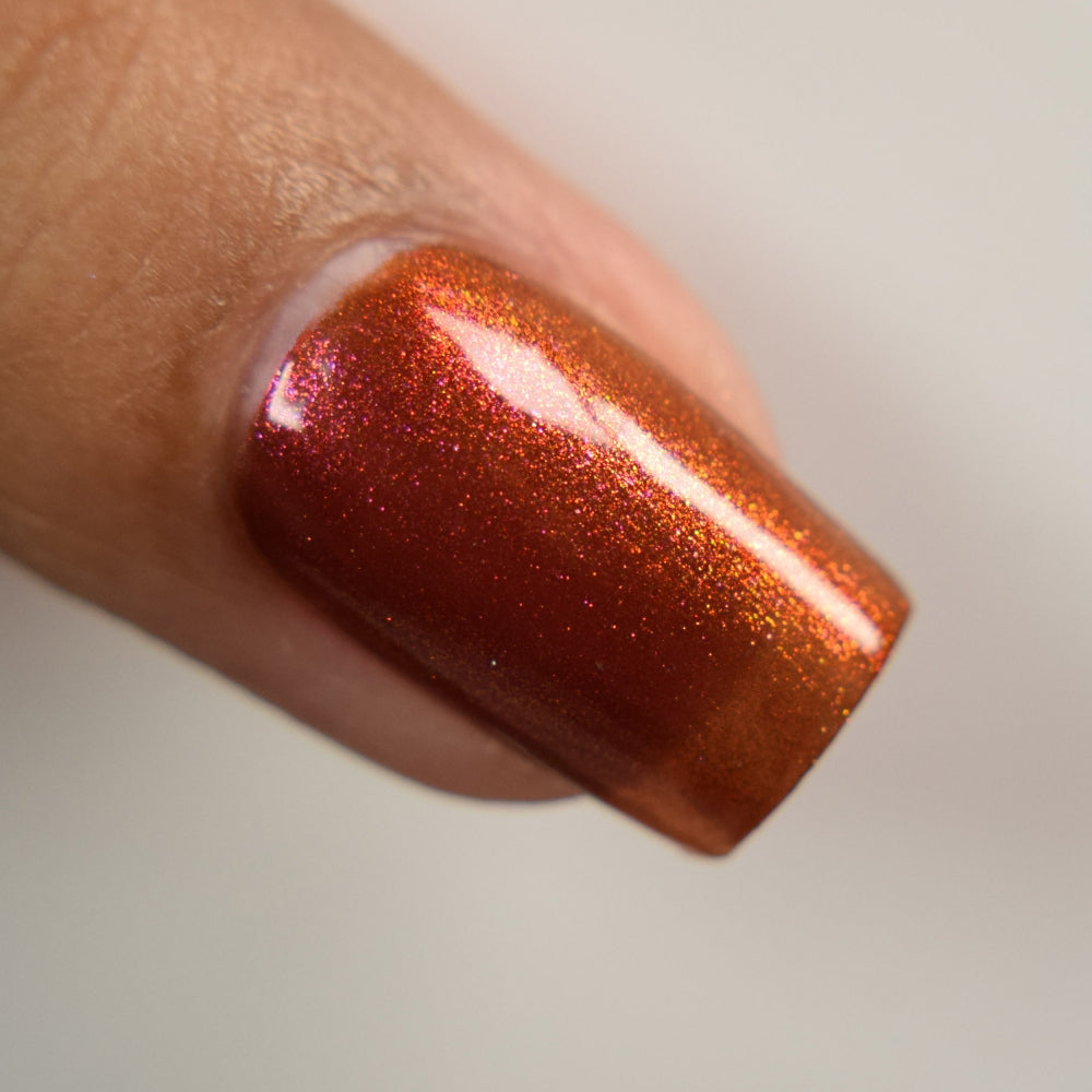 Mahogany Fringe Nail Polish, Shimmer Nail Polish, Macro Image