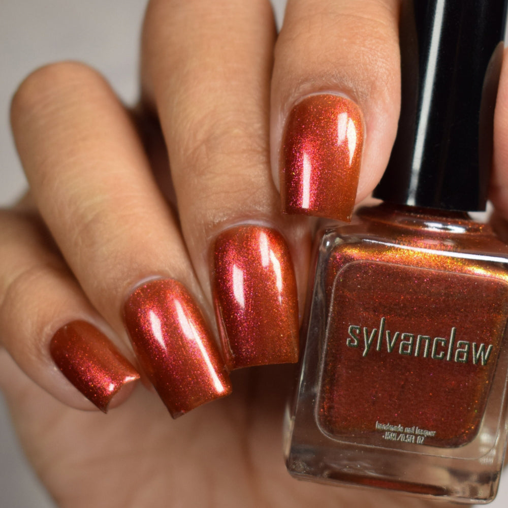 Mahogany Fringe Nail Polish, Shimmer Nail Polish, Bottle Face Image