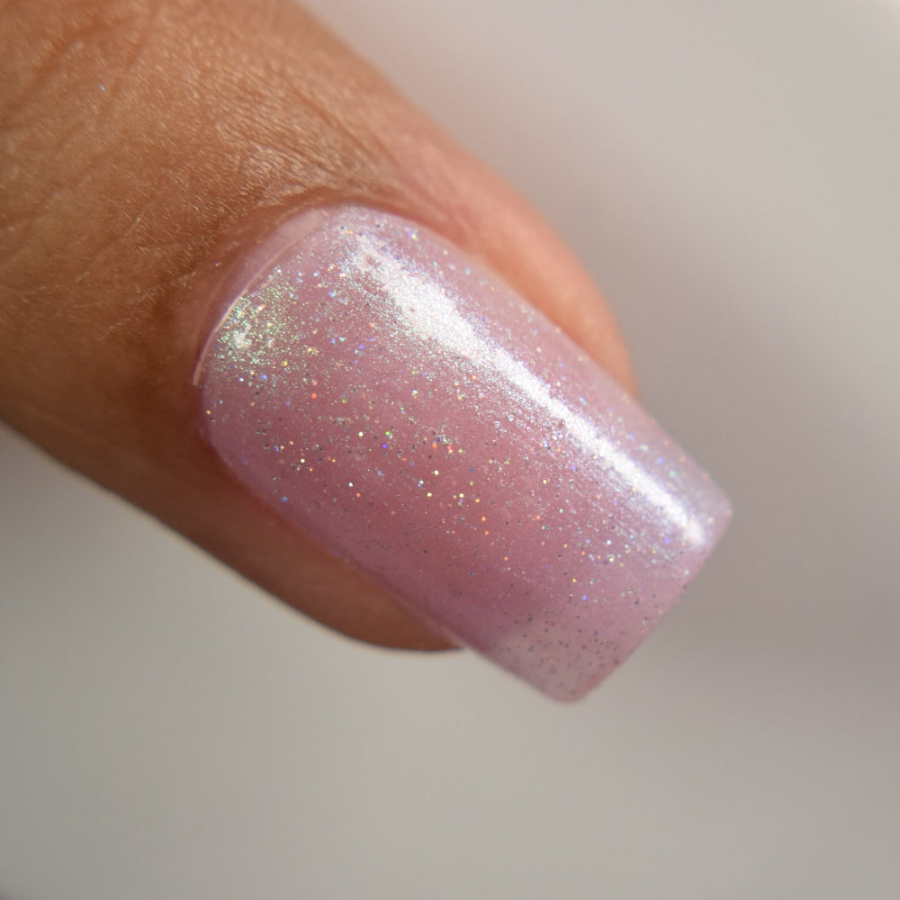 Wingin' It Nail Polish, Pink Nail Polish, Holographic Nail Polish, Shimmer Nail Polish, Macro Image