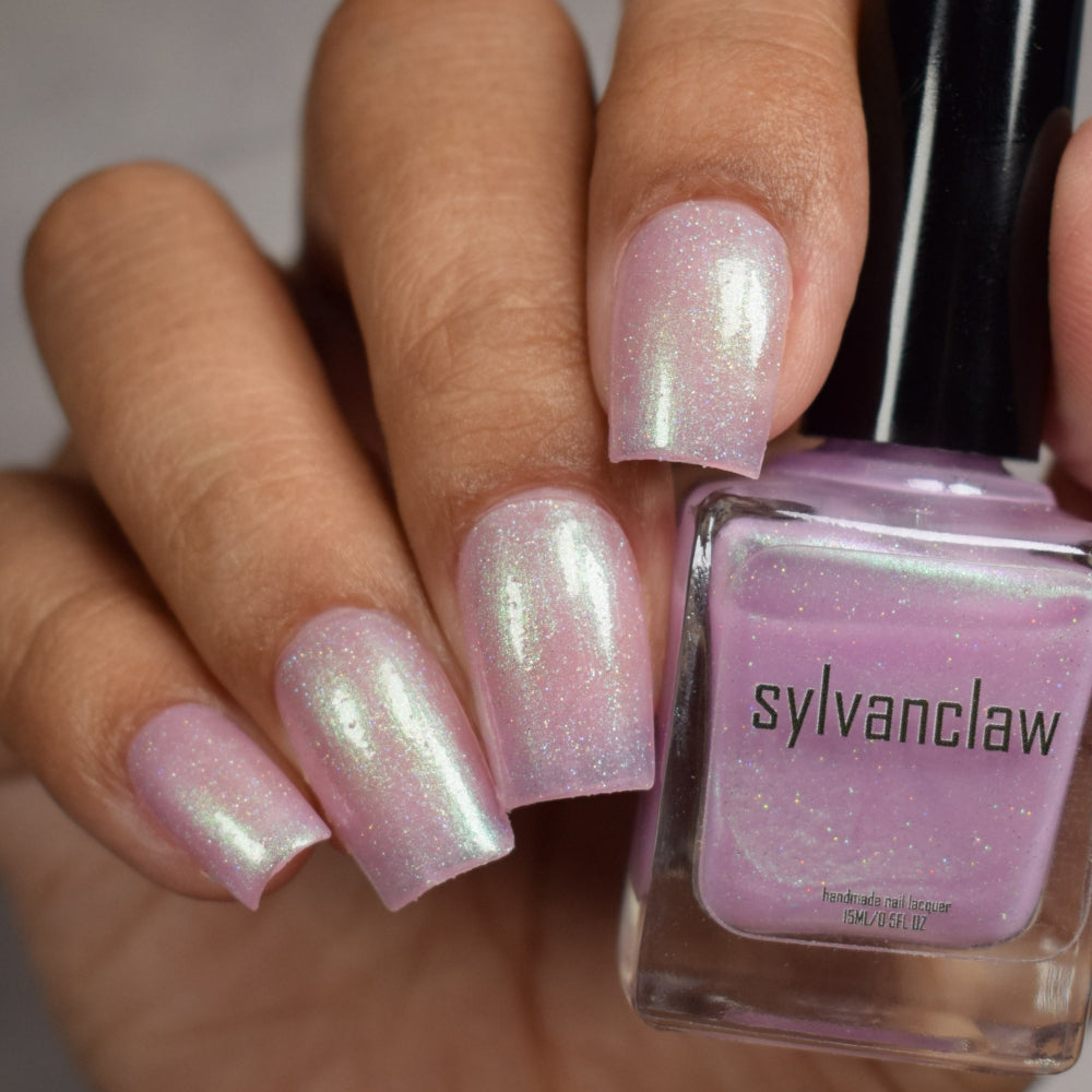 Wingin' It Nail Polish, Pink Nail Polish, Holographic Nail Polish, Shimmer Nail Polish, Bottle Face Image