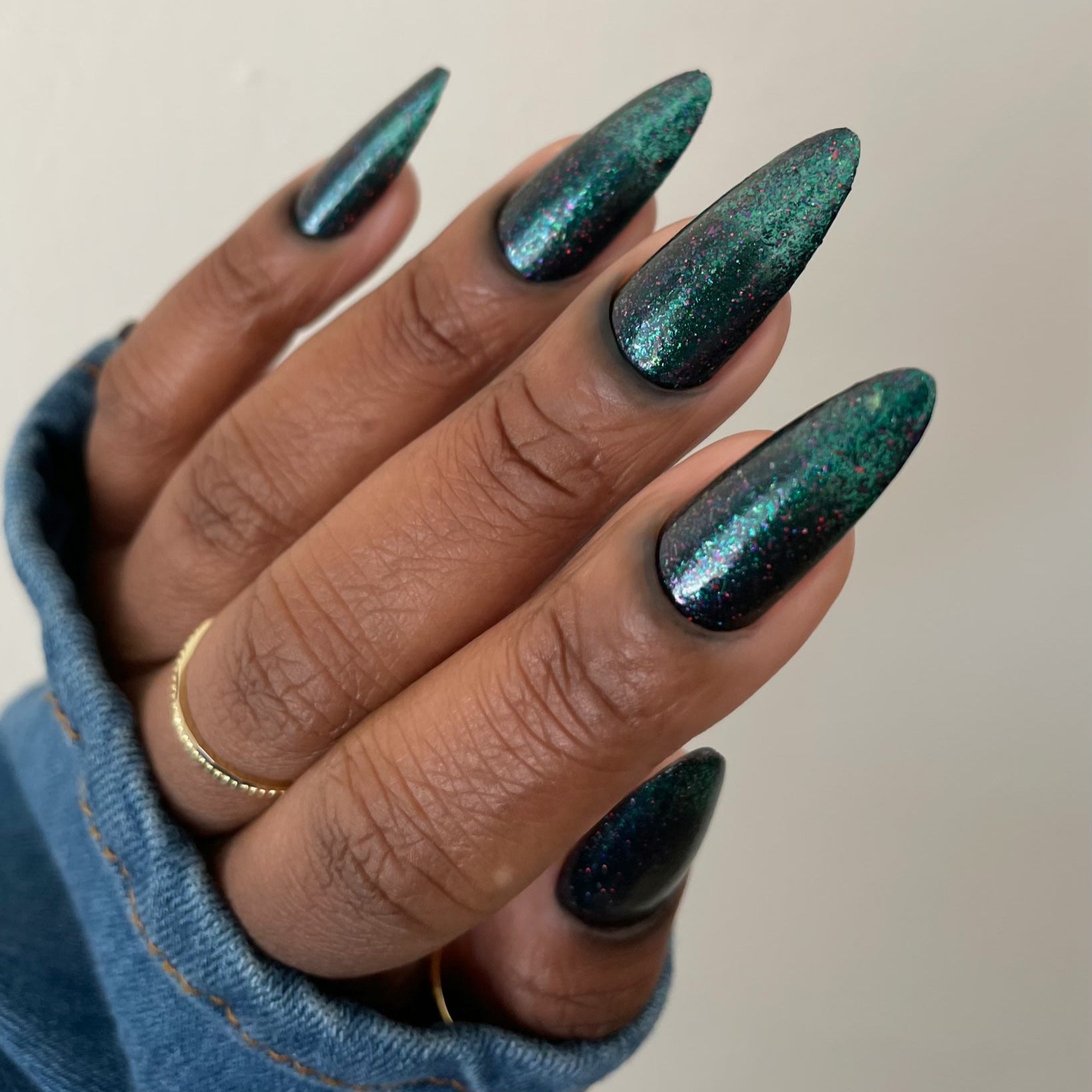 Teal Nail Polish, Glitter Nail Polish, Egoots!, Full Hand Swatch, deeplydipped