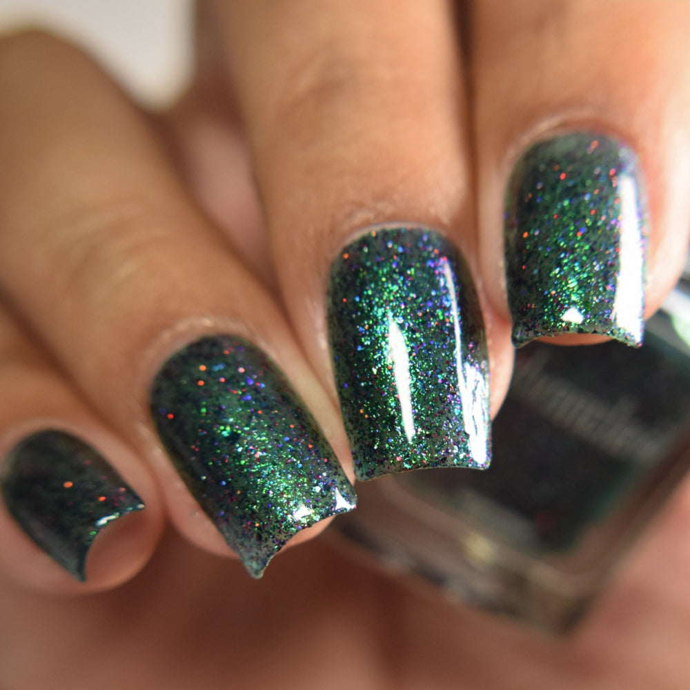 Teal Nail Polish, Glitter Nail Polish, Egoots!, Side Angle Lighting, thepolishedmage