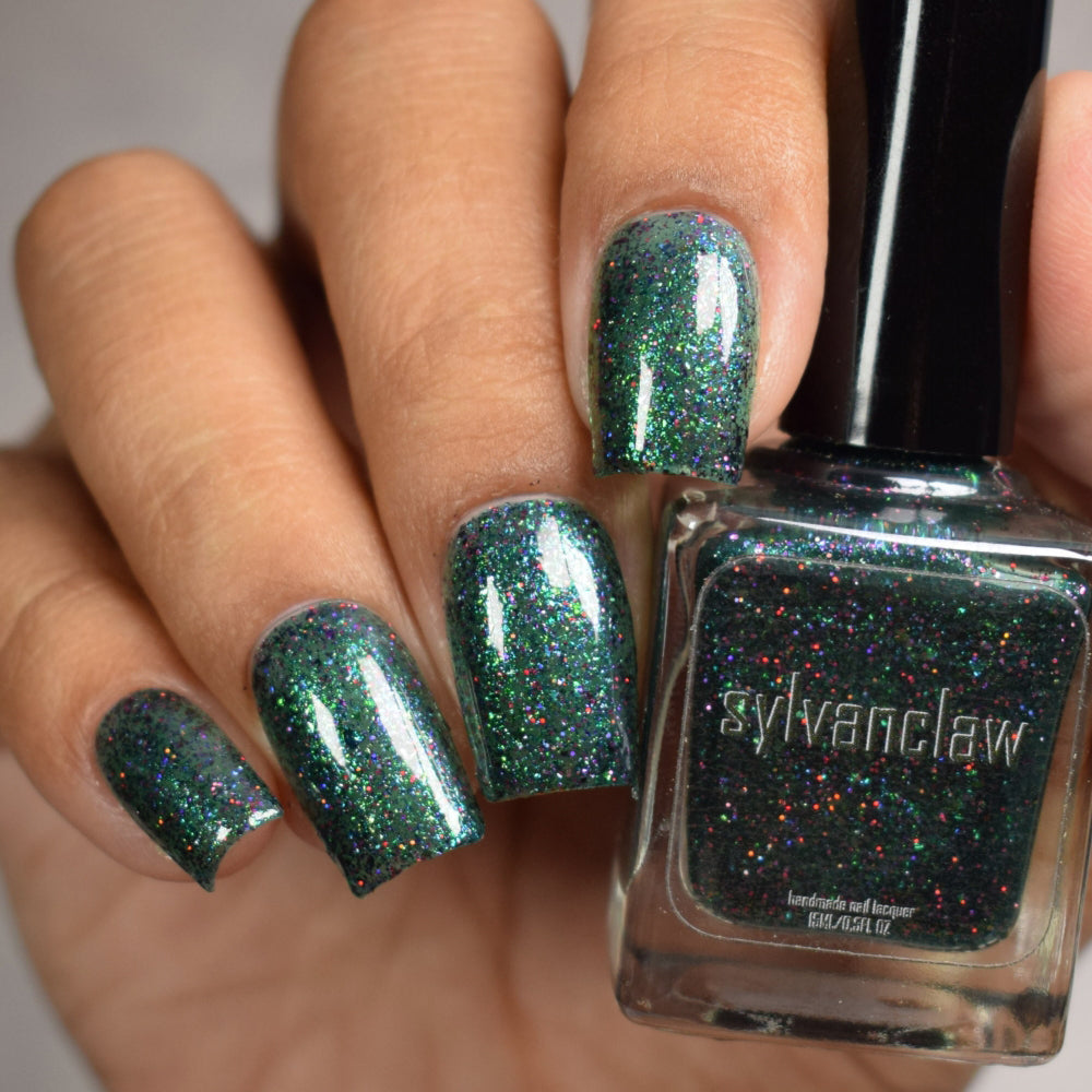 Teal Nail Polish, Glitter Nail Polish, Egoots!,  Full Hand and Bottle Swatch, thepolishedmage