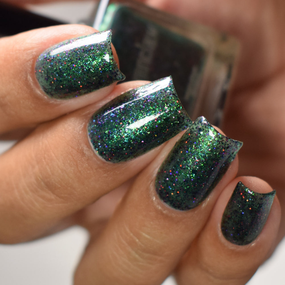 Teal Nail Polish, Glitter Nail Polish, Egoots!, Top Down Lighting, thepolishedmage